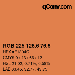 カラーコード: RGB 225 128.6 76.6 | qconv.com