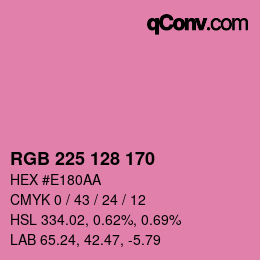 颜色代码: RGB 225 128 170 | qconv.com