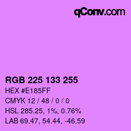 Color code: RGB 225 133 255 | qconv.com