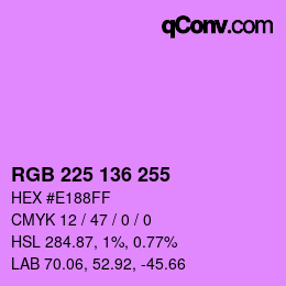 Color code: RGB 225 136 255 | qconv.com