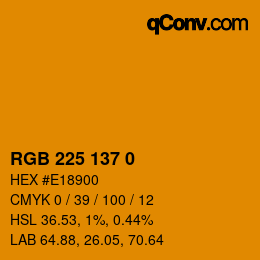 颜色代码: RGB 225 137 0 | qconv.com