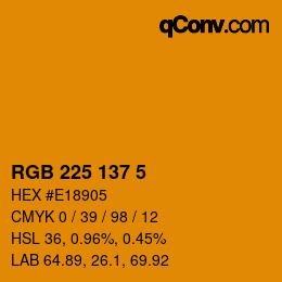 Color code: RGB 225 137 5 | qconv.com