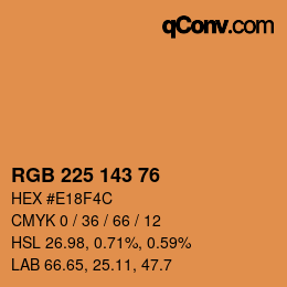 Color code: RGB 225 143 76 | qconv.com