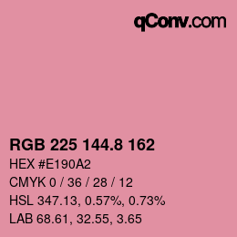 カラーコード: RGB 225 144.8 162 | qconv.com
