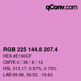カラーコード: RGB 225 144.8 207.4 | qconv.com