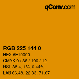 Color code: RGB 225 144 0 | qconv.com