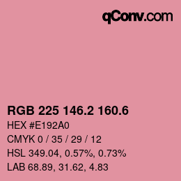 カラーコード: RGB 225 146.2 160.6 | qconv.com