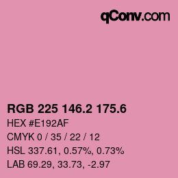 カラーコード: RGB 225 146.2 175.6 | qconv.com