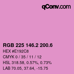 カラーコード: RGB 225 146.2 200.6 | qconv.com
