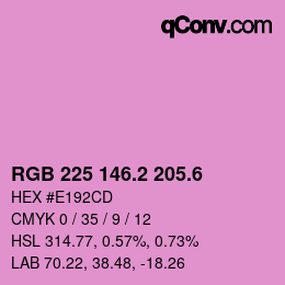 カラーコード: RGB 225 146.2 205.6 | qconv.com