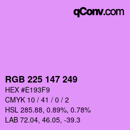 Color code: RGB 225 147 249 | qconv.com