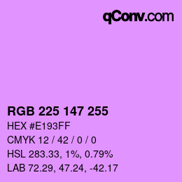 Color code: RGB 225 147 255 | qconv.com