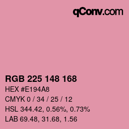 颜色代码: RGB 225 148 168 | qconv.com