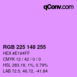 カラーコード: RGB 225 148 255 | qconv.com
