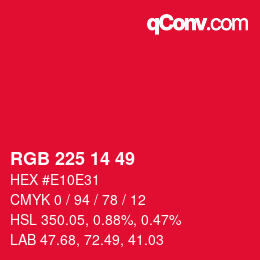 Color code: RGB 225 14 49 | qconv.com
