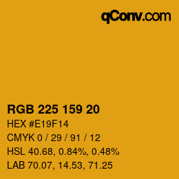 Farbcode: RGB 225 159 20 | qconv.com