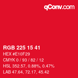 Farbcode: RGB 225 15 41 | qconv.com