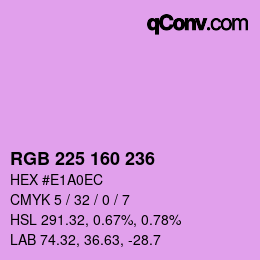 Color code: RGB 225 160 236 | qconv.com