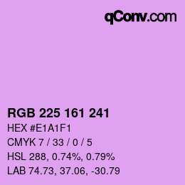 Color code: RGB 225 161 241 | qconv.com