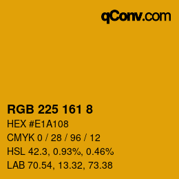 カラーコード: RGB 225 161 8 | qconv.com