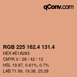 カラーコード: RGB 225 162.4 131.4 | qconv.com