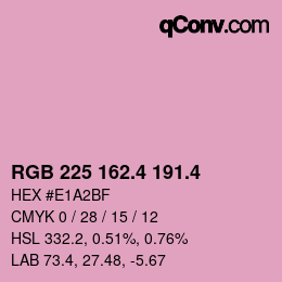 カラーコード: RGB 225 162.4 191.4 | qconv.com