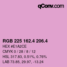 カラーコード: RGB 225 162.4 206.4 | qconv.com