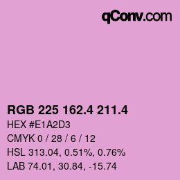 カラーコード: RGB 225 162.4 211.4 | qconv.com