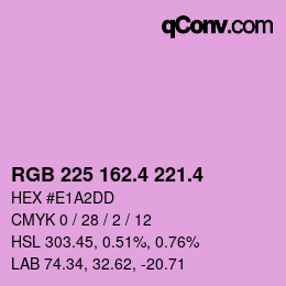 カラーコード: RGB 225 162.4 221.4 | qconv.com