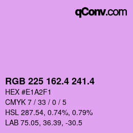 カラーコード: RGB 225 162.4 241.4 | qconv.com