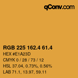 カラーコード: RGB 225 162.4 61.4 | qconv.com