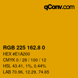 カラーコード: RGB 225 162.8 0 | qconv.com