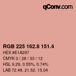 カラーコード: RGB 225 162.8 151.4 | qconv.com