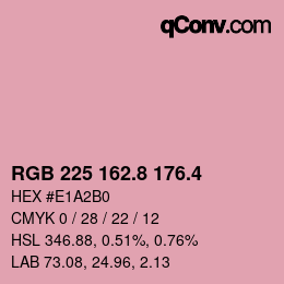 カラーコード: RGB 225 162.8 176.4 | qconv.com