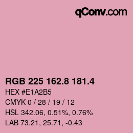カラーコード: RGB 225 162.8 181.4 | qconv.com