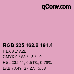 カラーコード: RGB 225 162.8 191.4 | qconv.com