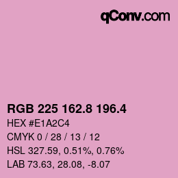 カラーコード: RGB 225 162.8 196.4 | qconv.com