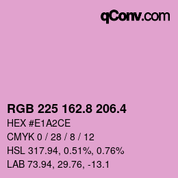 カラーコード: RGB 225 162.8 206.4 | qconv.com