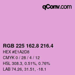 カラーコード: RGB 225 162.8 216.4 | qconv.com