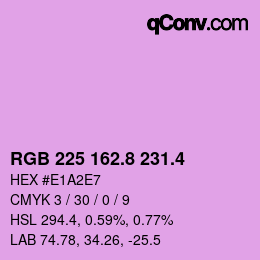 カラーコード: RGB 225 162.8 231.4 | qconv.com
