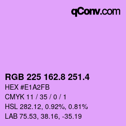 カラーコード: RGB 225 162.8 251.4 | qconv.com