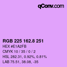 カラーコード: RGB 225 162.8 251 | qconv.com