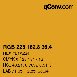 カラーコード: RGB 225 162.8 36.4 | qconv.com