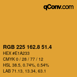 カラーコード: RGB 225 162.8 51.4 | qconv.com