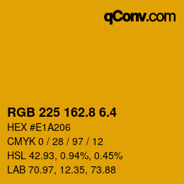 カラーコード: RGB 225 162.8 6.4 | qconv.com
