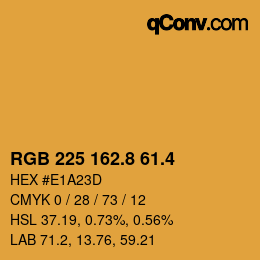 カラーコード: RGB 225 162.8 61.4 | qconv.com