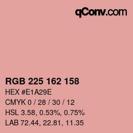 颜色代码: RGB 225 162 158 | qconv.com