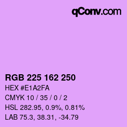 Color code: RGB 225 162 250 | qconv.com
