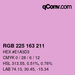 カラーコード: RGB 225 163 211 | qconv.com