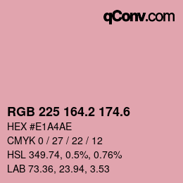 カラーコード: RGB 225 164.2 174.6 | qconv.com